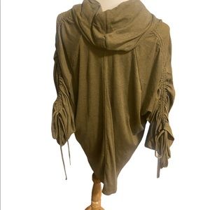 NWT Sejour olive green cowl neck cinch arm top